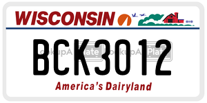 BCK3012  license plate in WI