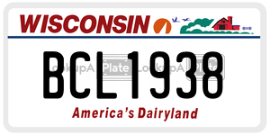 BCL1938  license plate in WI