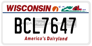 BCL7647  license plate in WI