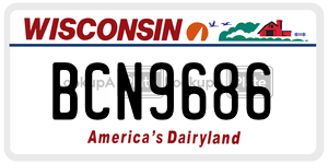 BCN9686  license plate in WI