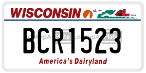 BCR1523  license plate in WI