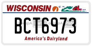 BCT6973  license plate in WI