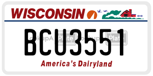 BCU3551  license plate in WI