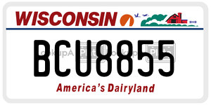 BCU8855  license plate in WI