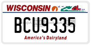 BCU9335  license plate in WI