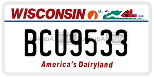BCU9533  license plate in WI