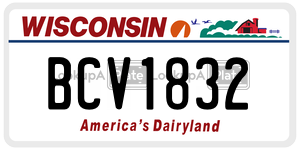 BCV1832  license plate in WI