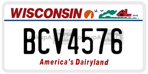 BCV4576  license plate in WI