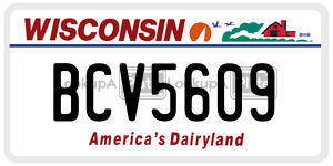 BCV5609  license plate in WI