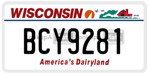 BCY9281  license plate in WI