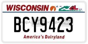 BCY9423  license plate in WI