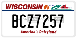 BCZ7257  license plate in WI