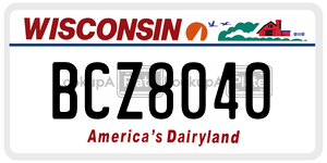 BCZ8040  license plate in WI
