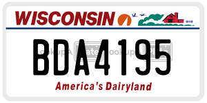 BDA4195  license plate in WI