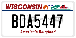 BDA5447  license plate in WI