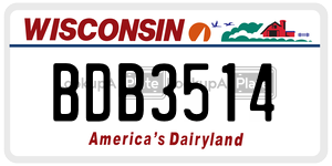 BDB3514  license plate in WI