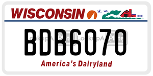 BDB6070  license plate in WI