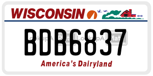 BDB6837  license plate in WI