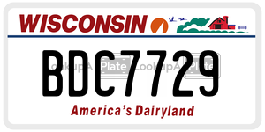 BDC7729  license plate in WI