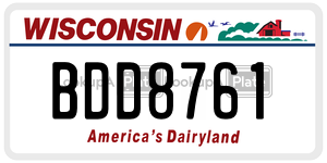 BDD8761  license plate in WI