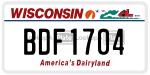 BDF1704  license plate in WI