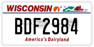 BDF2984  license plate in WI
