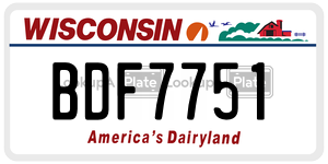 BDF7751  license plate in WI