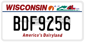 BDF9256  license plate in WI