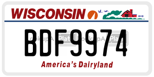 BDF9974  license plate in WI