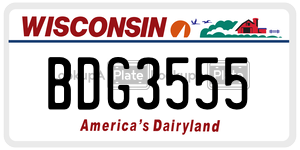 BDG3555  license plate in WI