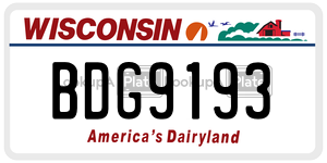 BDG9193  license plate in WI