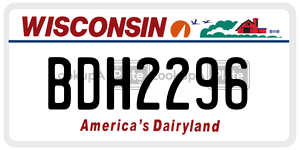 BDH2296  license plate in WI