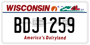 BDJ1259  license plate in WI