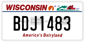 BDJ1483  license plate in WI