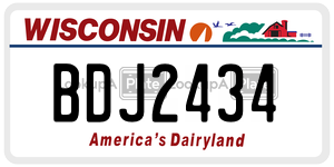 BDJ2434  license plate in WI