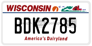 BDK2785  license plate in WI