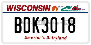 BDK3018  license plate in WI