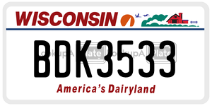BDK3533  license plate in WI