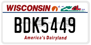 BDK5449  license plate in WI