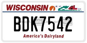 BDK7542  license plate in WI