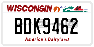 BDK9462  license plate in WI