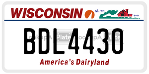 BDL4430  license plate in WI