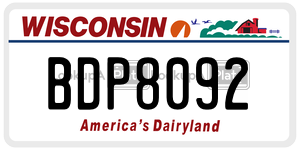 BDP8092  license plate in WI