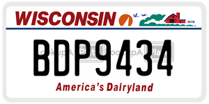 BDP9434  license plate in WI