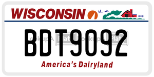 BDT9092  license plate in WI