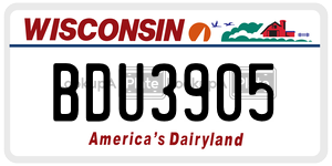 BDU3905  license plate in WI