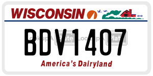 BDV1407  license plate in WI