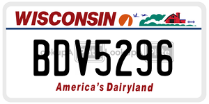 BDV5296  license plate in WI