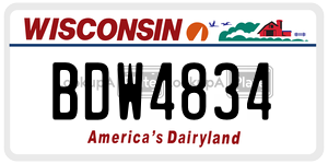 BDW4834  license plate in WI