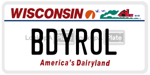 BDYR0L license plate in Wisconsin